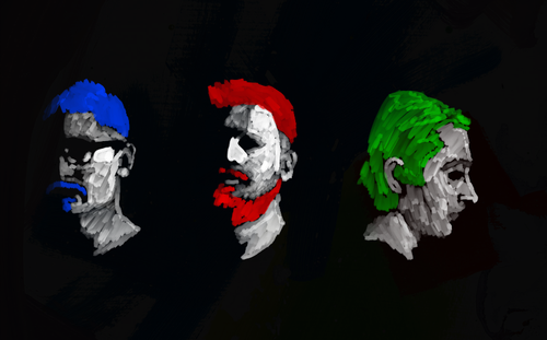 Portraits of the members of the band Alt-J