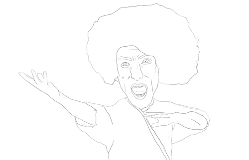 A drawing of a man doing karate