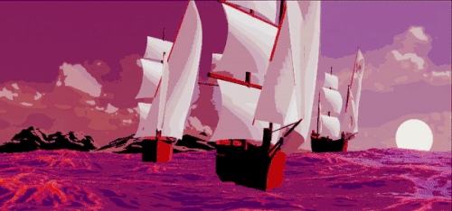 Three old sailbots on the high seas
